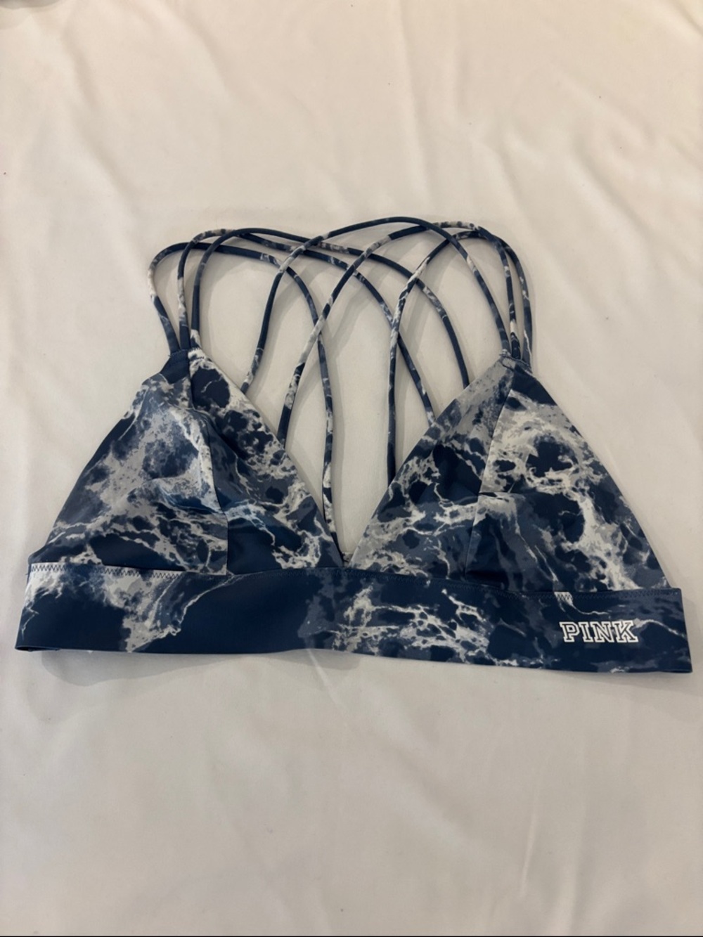 PINK by Victoria's SecretBlue/white Marble Strappy Sports Bralette